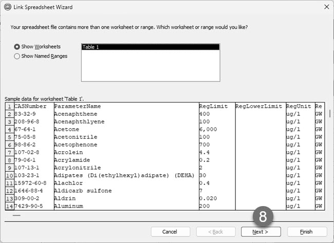 link spreadsheet wizard