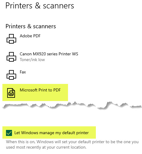 printers scanner settings