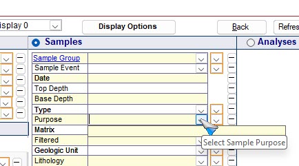 sample purpose select dropdown in select data