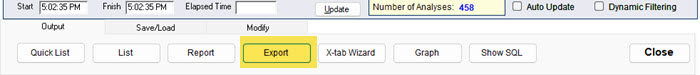 select data export button